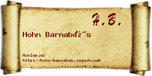 Hohn Barnabás névjegykártya